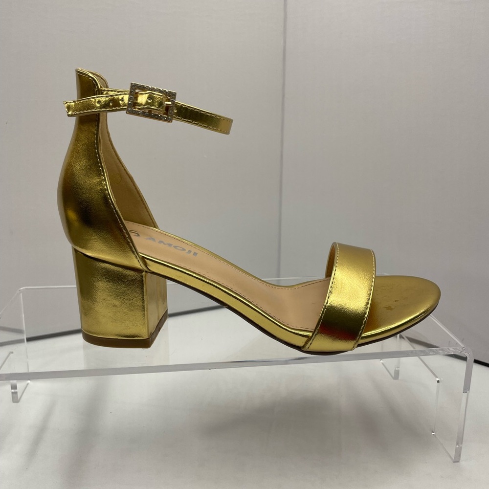Elegant Gold‎ Block Heel Sandals